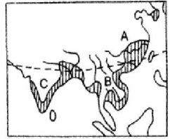 读 亚洲水稻种植主要分布区图 ,